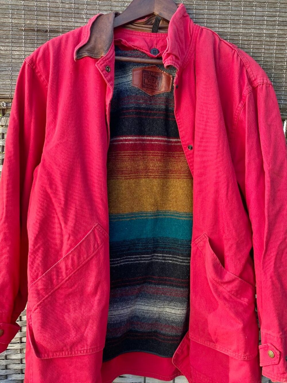 Vintage Woolrich Woman Barn Chore Coat Jacket Southwestern Blanket Pendleton MED